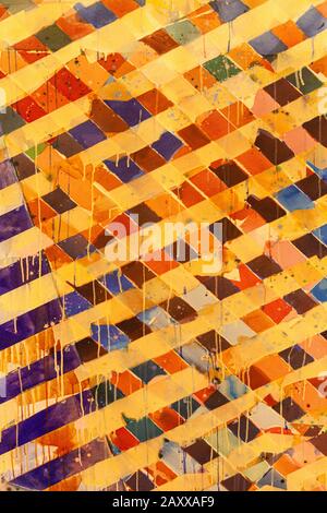 Abstract image of diagonal coloured stripes with dripping paint Stock Photo