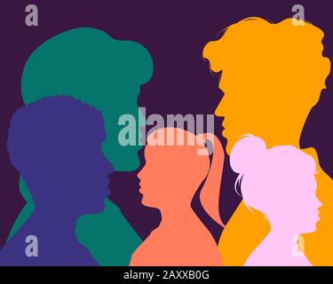 Vector of group of people in colours Stock Vector