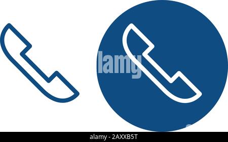 Handset for contact number. Option in a circle and without it. Vector blue icons. Stock Vector