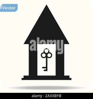 flat glyph black house key icon. Logo element illustration. house key design. vector eps 10 . house key concept. Can be used in web and mobile . Stock Vector