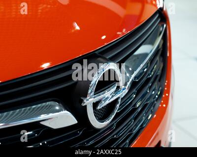 Opel logo on a car radiator grill Stock Photo