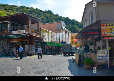 Istanbul,Turkey-September 16 2019. Anadolu Kavagi in Beykoz, Istanbul, a former fishing village now lined with shops & restaurants Stock Photo