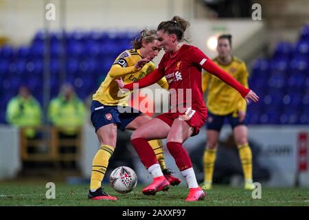 CHESTER. ENGLAND. FEB 13th: Jordan Nobbs of Arsenal against Melissa Lawley of Liverpool FC W during the Women’s Super League game between Liverpool Women and Arsenal Women at The Deva Stadium in Chester, England. (Photo by Daniela Porcelli/SPP) Stock Photo