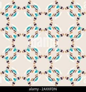 Mid Century Modern Vintage Pattern Background. Patchwork Quilt Masculine Graphic Design. Seamless Mosaic 1960s Style Retro Geometric Wallpaper Stock Vector