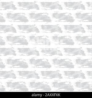 Grey White Monochrome Irregular Brick Wall Texture Background. Rough Distressed Stone Effect Melange Seamless Pattern. Achromatic Neutral Grunge Geo Stock Vector