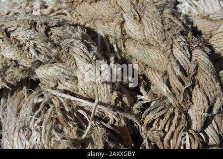 Close up of nylon rope of a ship Stock Photo
