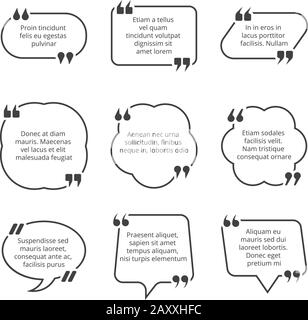 Quote text bubble with commas vector templates. Quote box design collection Stock Vector
