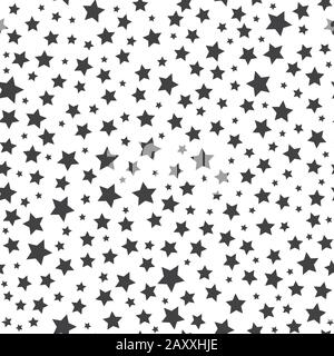 Stars vector seamless background. Vector space star pattern, black stars on white background Stock Vector