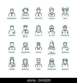People avatars, characters staff, professions. Career people, manager profession, people profession, icon character professions. Vector illustration l Stock Vector
