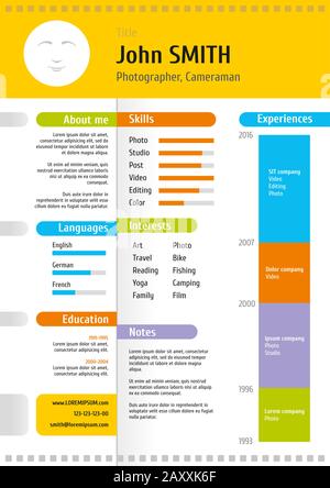 Vector resume mockup. Document paper resume, interview resume profession, print resume illustration Stock Vector
