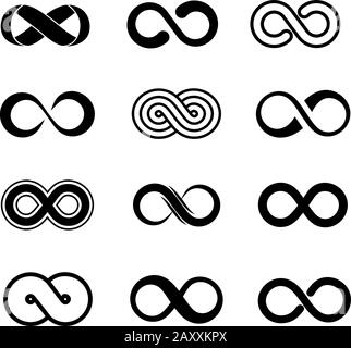 Infinity symbol vector set. Infinity sign, endless infinity, loop infinity illustration Stock Vector