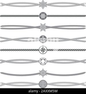 Marine ropes vector dividers and borders. Marine ropes vector dividers ...
