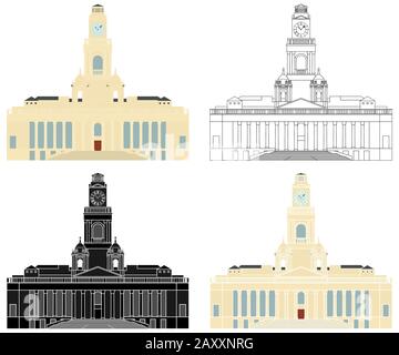 Portsmouth Guildhall in front view Stock Vector