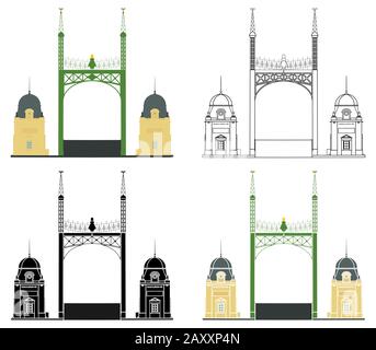 Liberty Bridge in Budapest entrance view Stock Vector