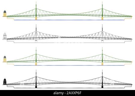 Liberty Bridge in Budapest in front view Stock Vector