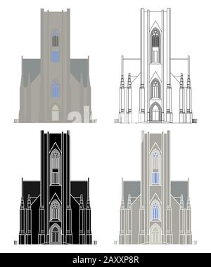 Christ the King Cathedral in Reykjavik Stock Vector