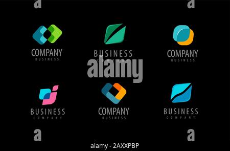 Business set of abstract colorful logos. Icons vector Stock Vector