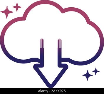 cloud computing download arrow data social media gradient style icon vector illustration Stock Vector