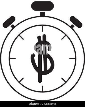 money business financial stopwatch timer line style icon vector illustration Stock Vector