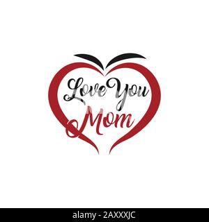 Vector illustration letter love mom with circular leaf floral frame ...