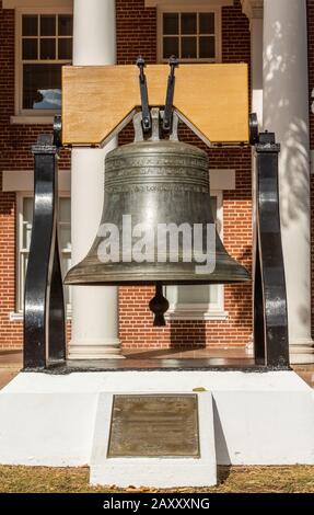 Honolulu  Oahu, Hawaii, USA. - January 10, 2012: Closeup of Liberty Bell of Aloha in front of Honolulu Mayors Office of Culture and the Arts. Stock Photo