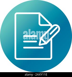 office paper document pencil write stationery supply vector illustration block gradient style icon Stock Vector
