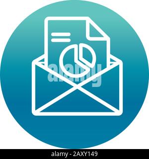 office envelope document report chart stationery supply vector illustration block gradient style icon Stock Vector