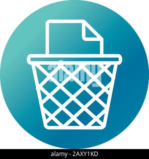 office trash can paper garbage supply vector illustration block gradient style icon Stock Vector