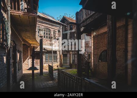 GONZALEZ CATAN, ARGENTINA, SEPTEMBER 28, 2019: Abandoned buildings in the amazing medieval town of Campanopolis. Stock Photo