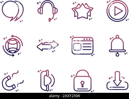 social media network technology multimedia gradient style icon vector illustration Stock Vector