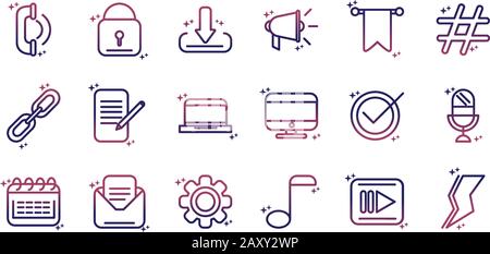 social media network technology multimedia gradient style icon vector illustration Stock Vector