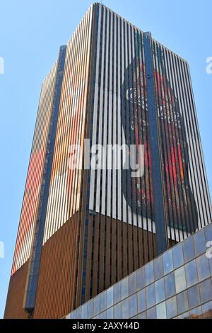 Johannesburg, South Africa - October 22, 2011: Central business district of Johannesburg with Coca-cola advertising on building. Stock Photo