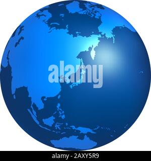 Vector illustration of the earth centered on East Asia Stock Vector