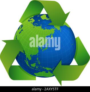 3 arrows around earth vector illustration ( recycle, ecology ) Stock Vector