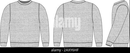 Vector template illustration of sweat shirt (front, back, side) Stock Vector