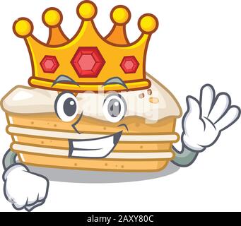 A cartoon mascot design of carrot cake performed as a King on the stage Stock Vector