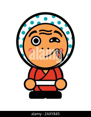 Japanese hyottoko mask cartoon illustration Stock Vector