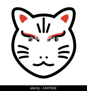 Japanese fox god mask cartoon illustration Stock Vector