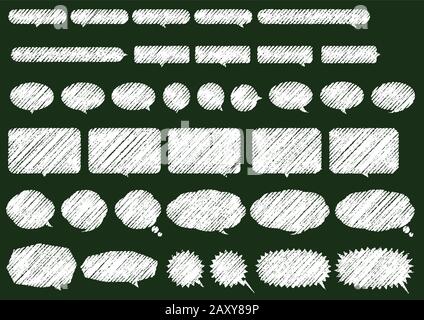 chalk drowing bubble set ( speech bubble, scream bubble) Stock Vector
