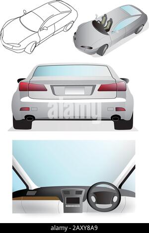 Car related illustration collection Stock Vector