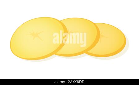 Fresh potato sliced slices isolated on white background. Rings of potato. Vector Illustration. Stock Vector
