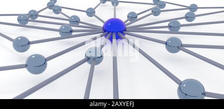 Conceptual network image with shiny metal balls, 3d rendering, business concept Stock Photo