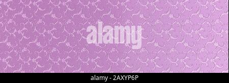 Embossed floral pattern on pink paper. Textured paper with copy space. Light pink, color of summer sunset, paper surface, closeup texture Stock Photo
