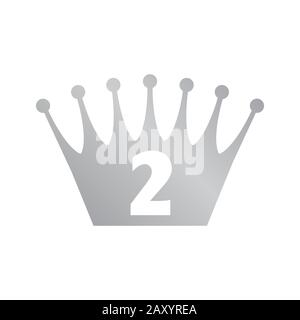Silver crown icon / 2nd place Stock Vector
