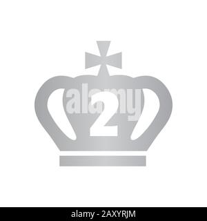 Silver crown icon / 2nd place Stock Vector