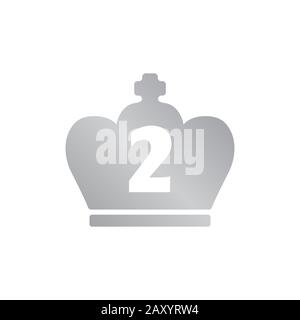 Silver crown icon / 2nd place Stock Vector