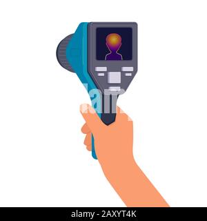 Hand holds a thermal imaging camera Stock Vector