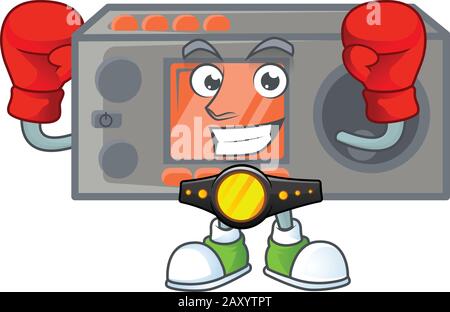 A sporty Boxing radio transceiver cartoon character design style Stock Vector