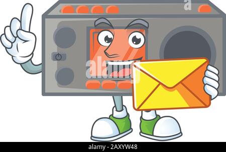 Happily radio transceiver mascot design style with envelope Stock Vector