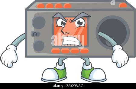 cartoon character of radio transceiver with angry face Stock Vector